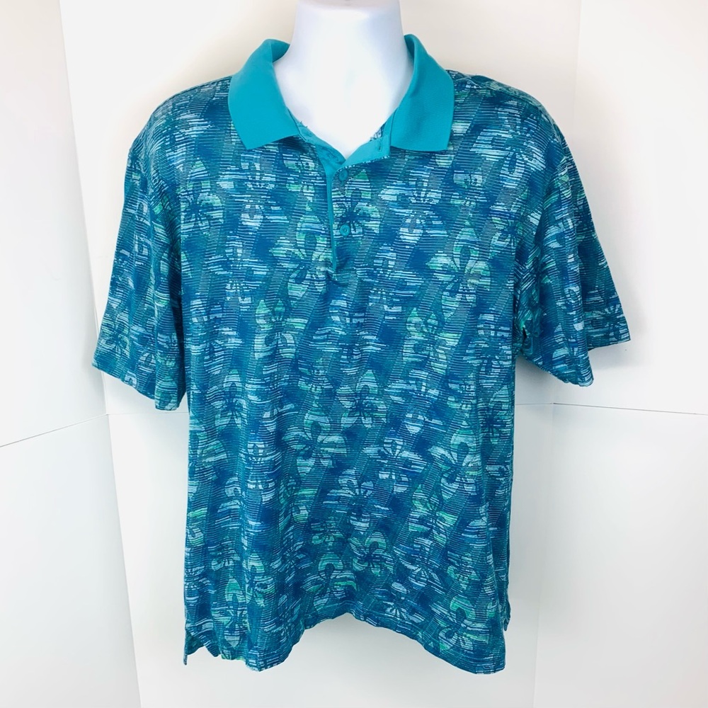 Bugatchi Uomo Men Size XL Short Sleeve Polo Shirt Floral Golf Lightweight Cotton